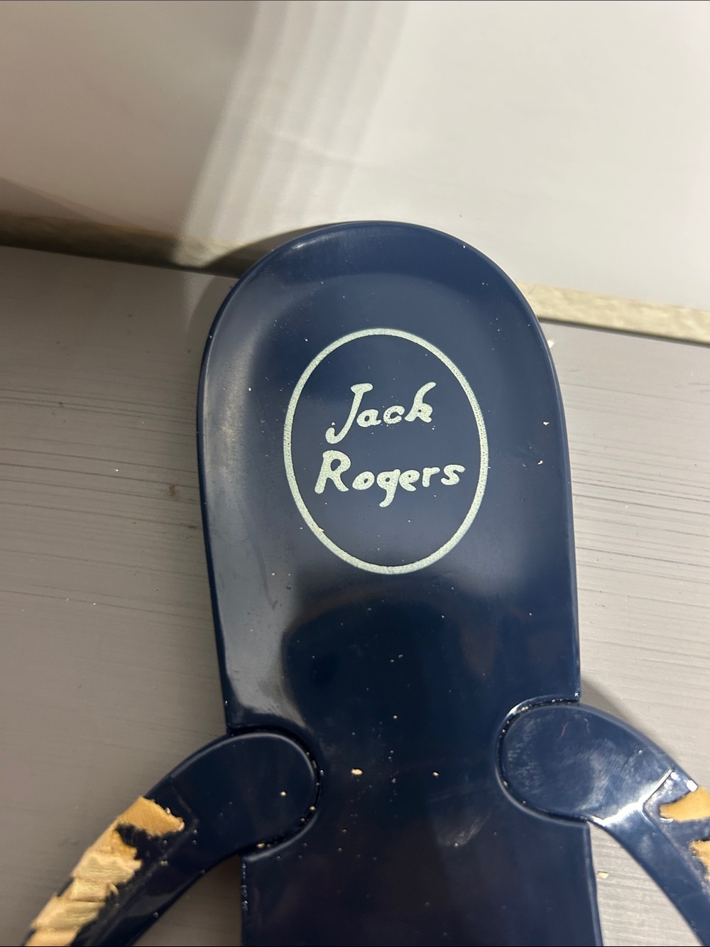 Jack Rogers Navy Blue Braided Medallion Thong Sandals - Picture 3 of 7